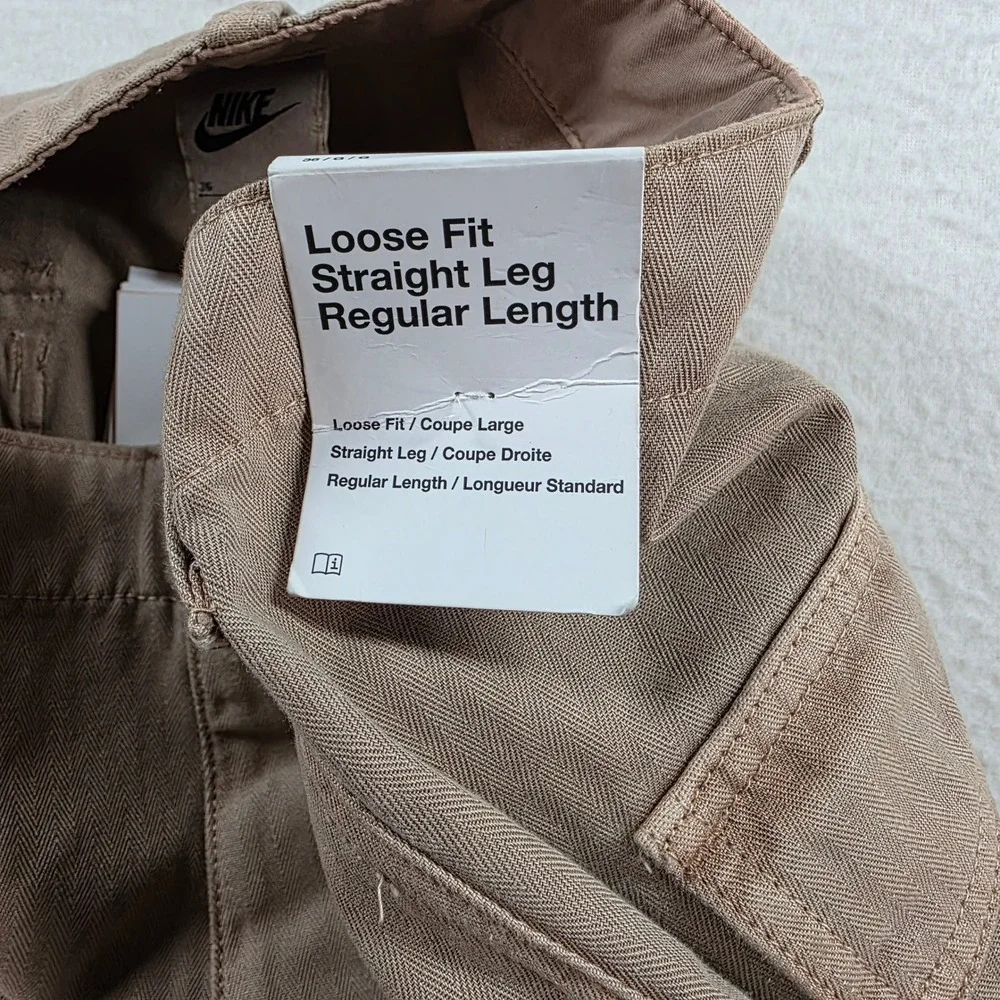 Nike Life Mens Herringbone Carpenter Pants Oxen Brown HJ0645-227 Size 36 NWT‎